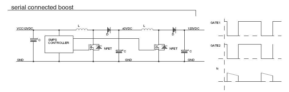 boost with coil, cascode serial